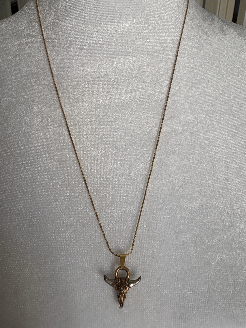 Alex and Ani Gold-Tone Bull Skull Pendant Necklace